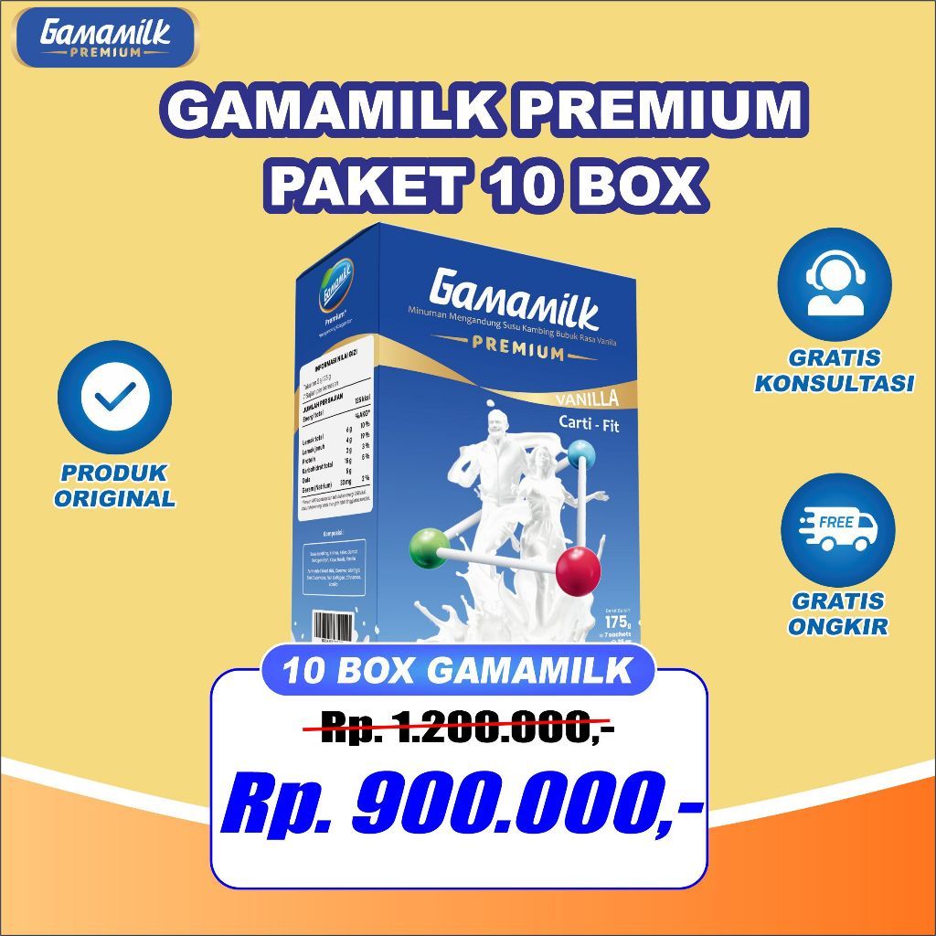 

GAMAMILK PREMIUM - (10 BOX) Susu Kambing Etawa Obat Nyeri Sendi dan Asam Urat