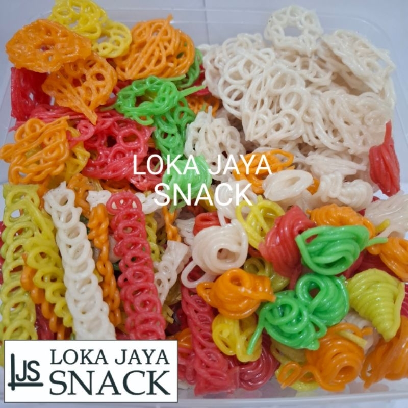 

Kerupuk Warna krupuk Pelangi Mawar besar mawar kecil Rante Tangga Mawar putih Kemasan Repacking 1kg dan 500gram Cap Citra Rasa