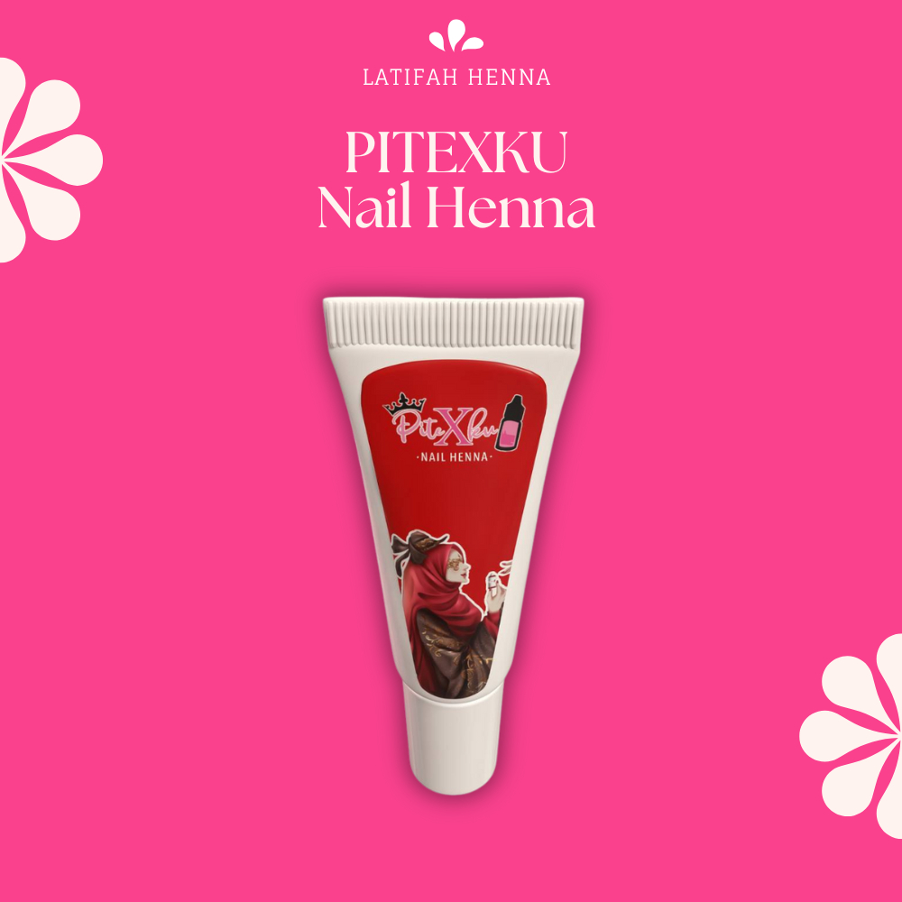 PiteXku Nail Henna Merah Cat Pewarna Kutek Kuku Muslimah Halal Bisa untuk Sholat