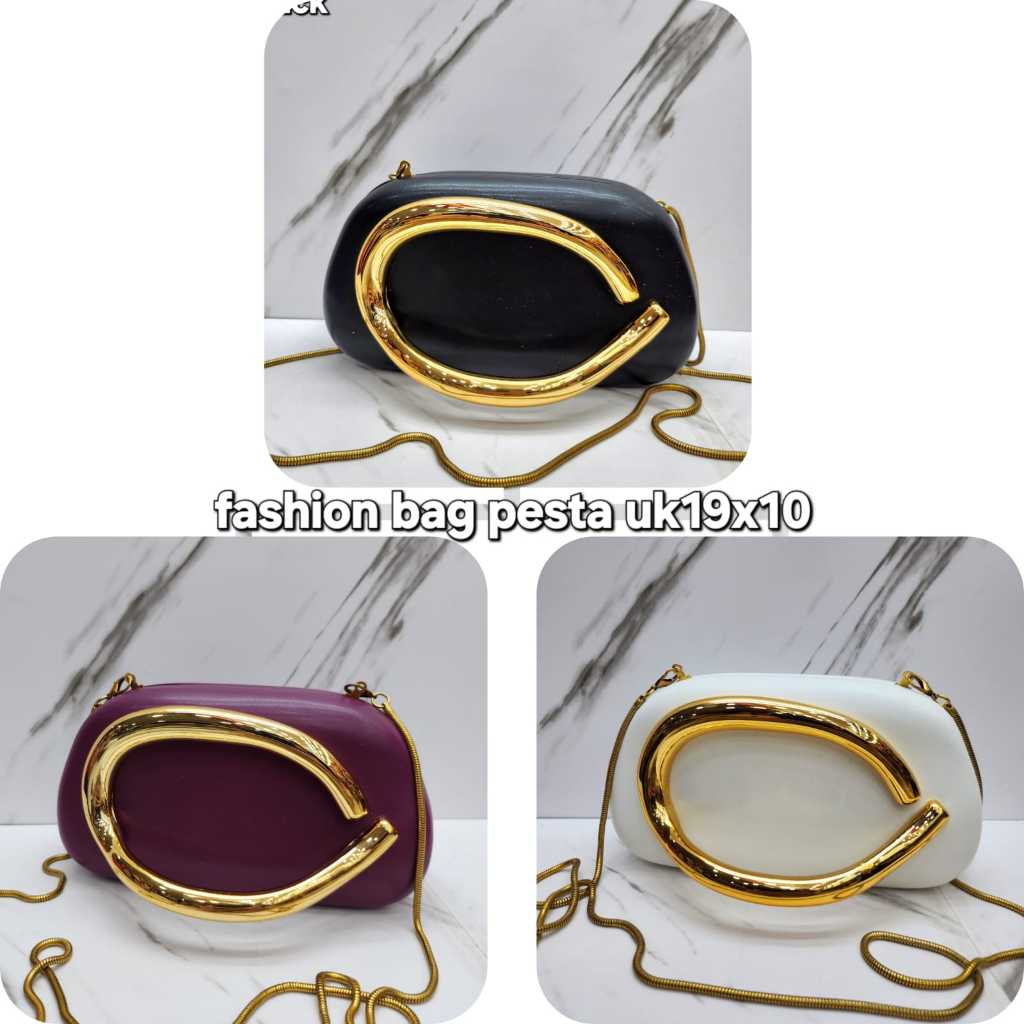 TAS WANITA PESTA CLUTCH FASHION GOLD