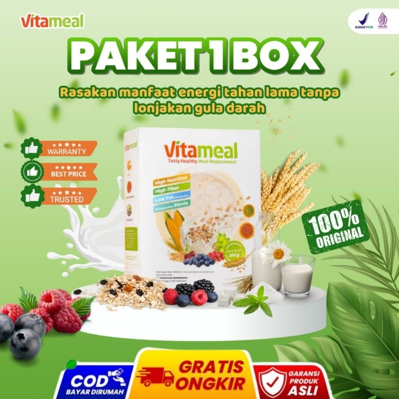 

1 BOX VITAMEAL LESS SUGAR OATMEAL DIET SEMPURNA