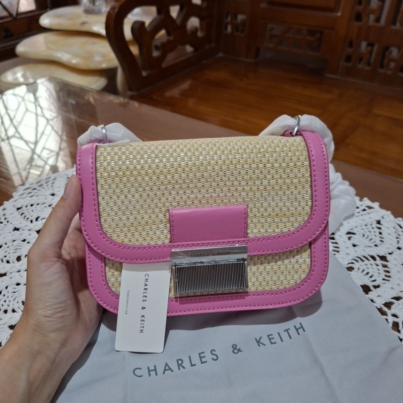 Tas CNK Charlot Raffia Chain Strap - Pink - Yellow ( CK2-80671534 ) Authentic 100% | Shoulder Bag | 