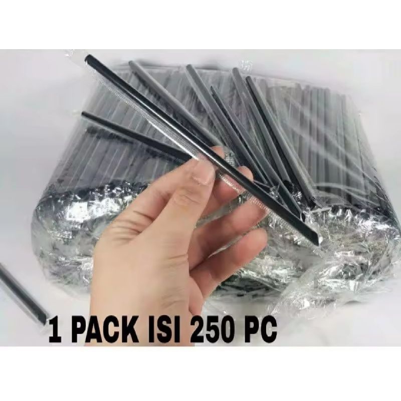 sedotan plastik hitam 1 pak isi 250 pcs