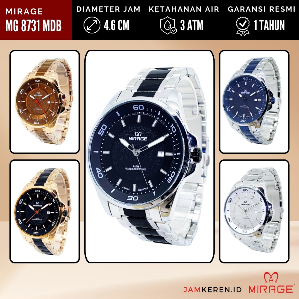 Mirage - Jam Tangan Pria - Jam Tangan Anti Air - Jam Tangan Mirage Pria 8731 M Garansi Resmi