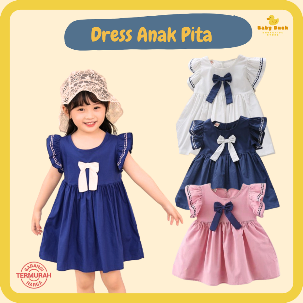 Dress Carla Ribbon Baju Dress Pita Anak Perempuan Dress anak Perempuan Gaun Anak Cewek