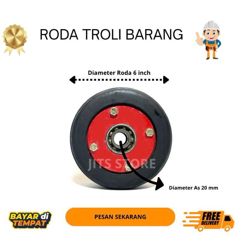 RODA TROLI 6 INCH | RODA TROLI BARANG | TROLEY PENGANGKUT BARANG | TROLI BESI | MURAH BERKUALITAS