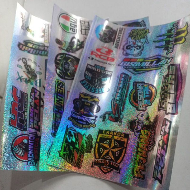 

stiker tempel sepeda custom hologram laser jual lagi isi 15-18 perlembar