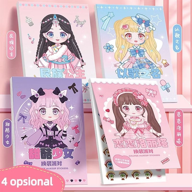 BUKU STIKER MAINAN GANTI BAJU STICKER DRESS UP DIY MAINAN JADUL LUCU UNIK