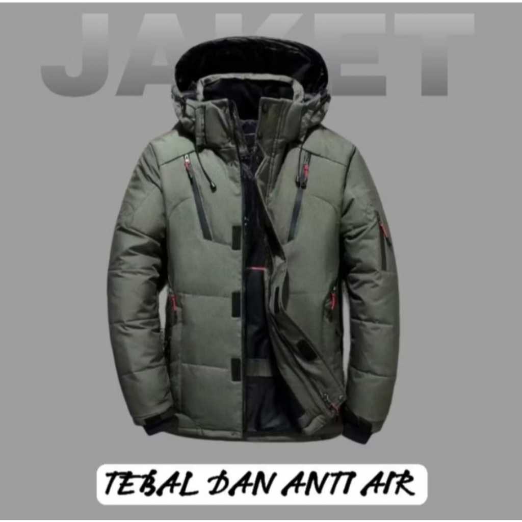 Jaket Anti Air Pria Wanita Tebal Waterproof Windproof Winter Puffer Musim Dingin Gunung Pendaki