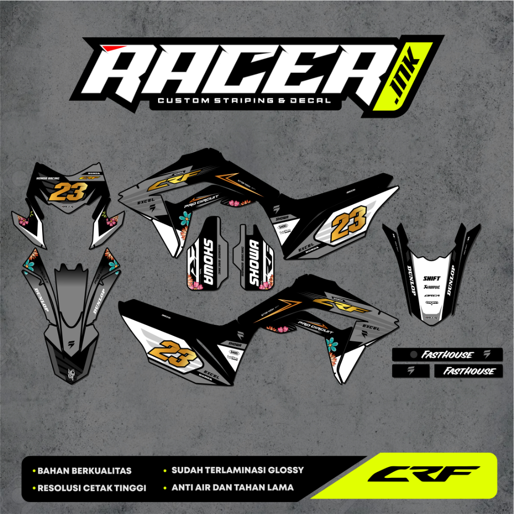 DECAL FULL BODY CRF 150 L MOTIF BUNGA VARIASI GLOSSY BY RACER INK