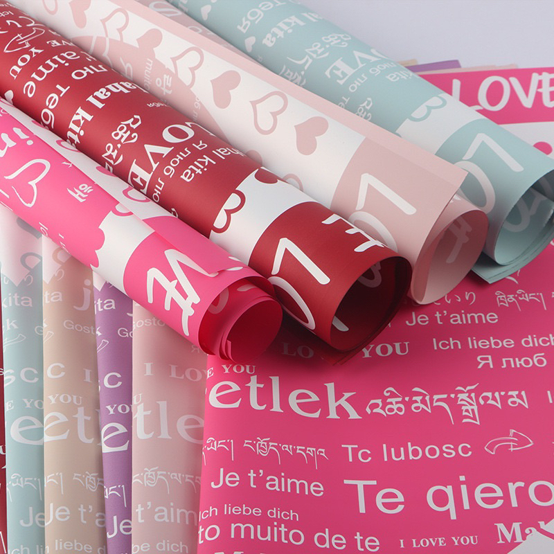 

[ 5 LEMBAR ] Kertas Bunga Cellophane Motif Gambar Hati Tulisan LOVE Flower Paper Wrapping Paper Kertas Buket Bunga BO