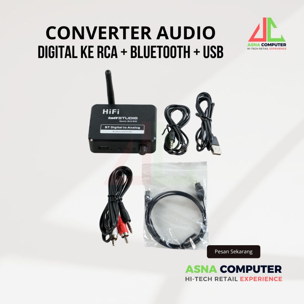 Digital Audio Converter to RCA Aux Bluetooth Music Receiver USB Slot