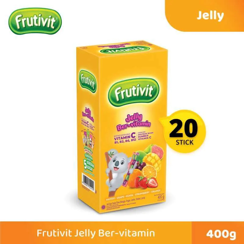 

RB [ BERKAH ] Frutivit Jelly Bervitamin Box Isi 20x20gr Jelly Assorted Agar Jelly Aneka Rasa Buah