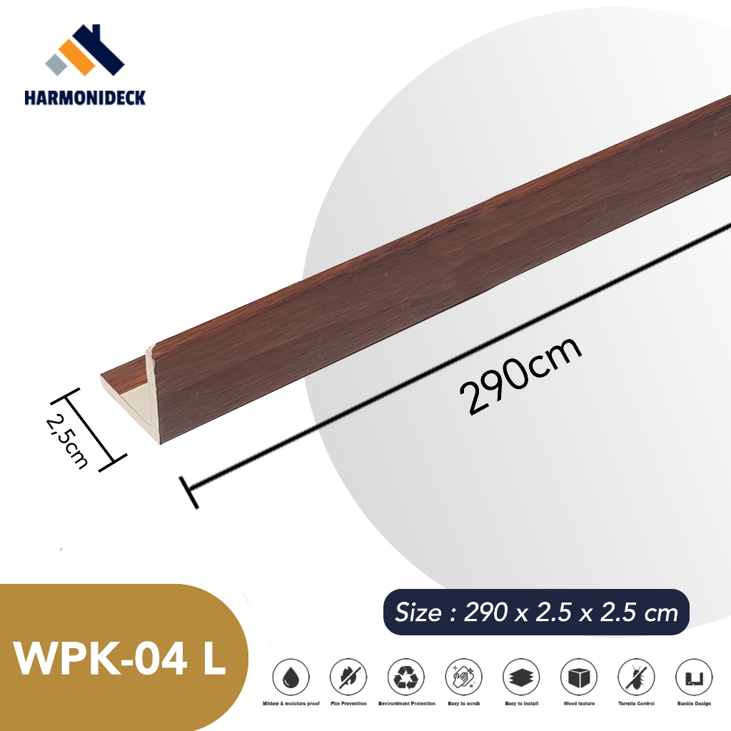 LIST SUDUT SIKU L WPC/ LIST PENUTUP WPC PER BATANG LIS WALL PANEL LIS WPC WPK-04L
