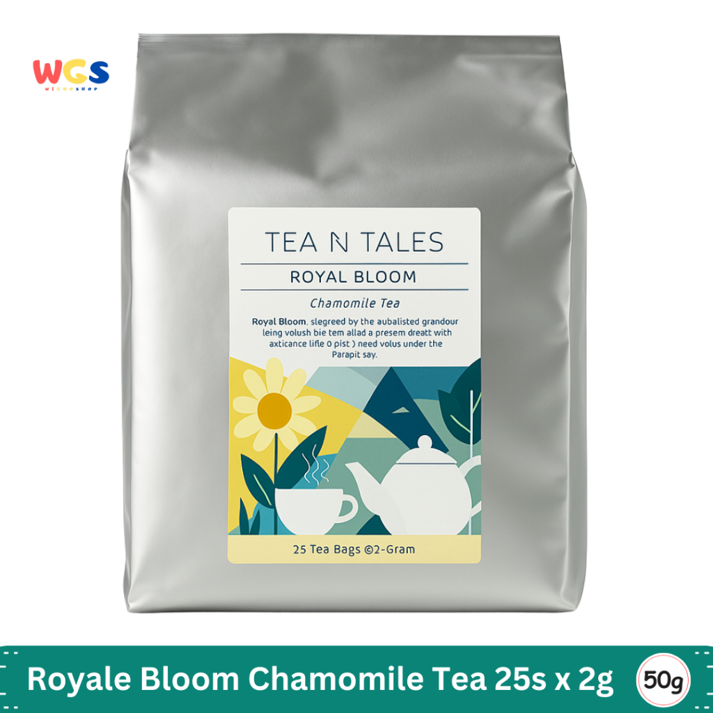 

Tea N Tales Royal Bloom Chamomile Tea (25 Tea Bags x 2g) – Teh Bunga Lembut Penenang Jiwa & Pikiran