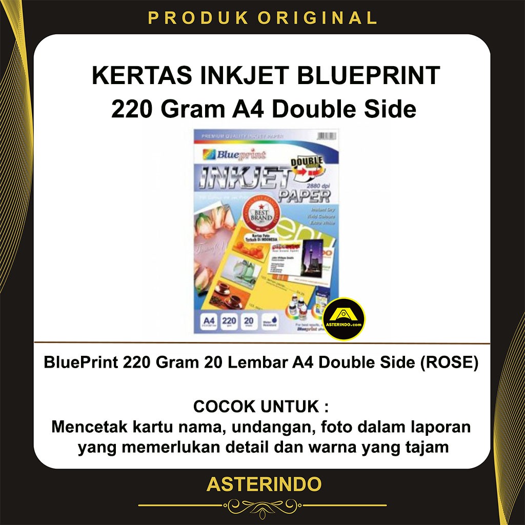 

Kertas BluePrint Inkjet 220 Gram 20 Lembar A4 Double Side Rose Inkjet Paper