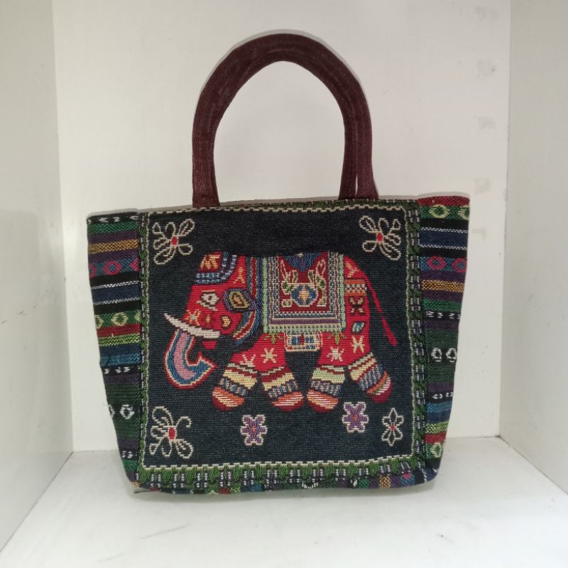 tas Thailand kanvas tas jinjing motif gajah