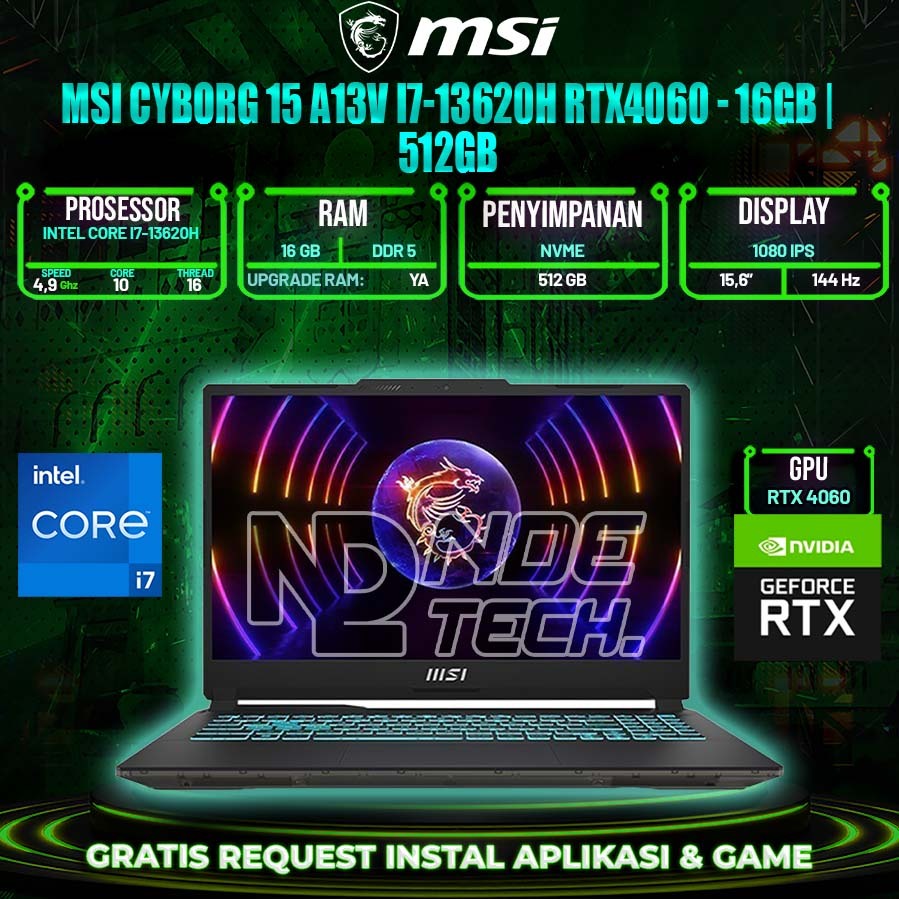MSI Cyborg 15 A13V i7-13620h RTX4060