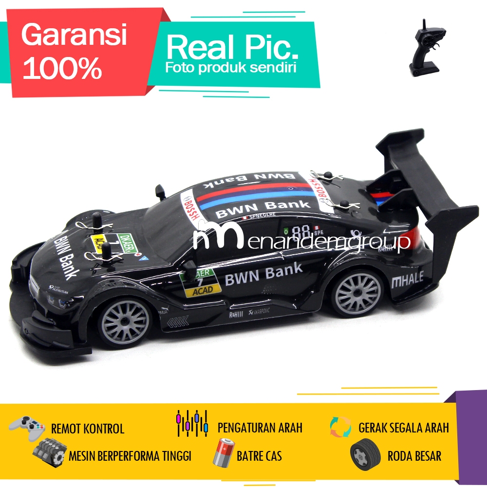 Mainan Mobil Remot Kontrol Rc Drift Sedan Balap 4WD Sports Cas Mustang Black Series