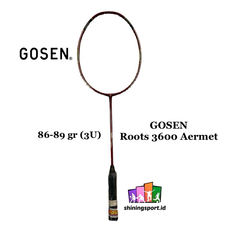 Raket Badminton Gosen Roots 3600 Aermet (+ Free Kaos & Towel Grip 2 pcs)