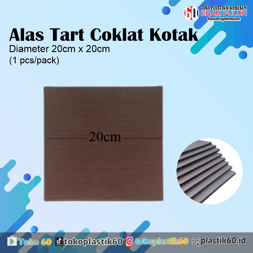 Alas Tart kotak COKLAT / Tatakan Kue Kotak/ Alas Kue Tart / Alas Kotak / Alas Pudding Tatakan Puddin