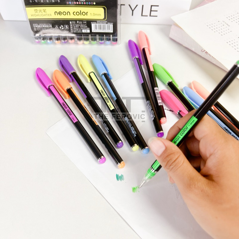 

PULPEN WARNA-WARNI 1Set 12Warna PENA GLITTER WARNA NEON COLOR