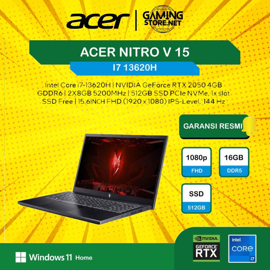 Acer Nitro V15 i7-13620H RTX 2050 RAM 16GB 512SSD 15.6" FHD 165HZ