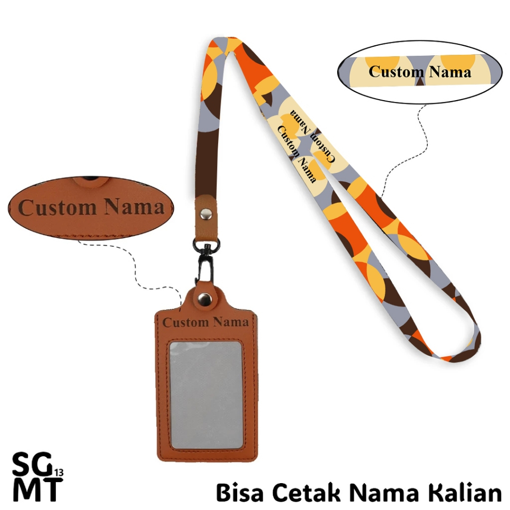 

Id Holder Custom + Lanyard Custom Nama - Lanyard Custom Satuan Name Tag Kulit - Holder Leather