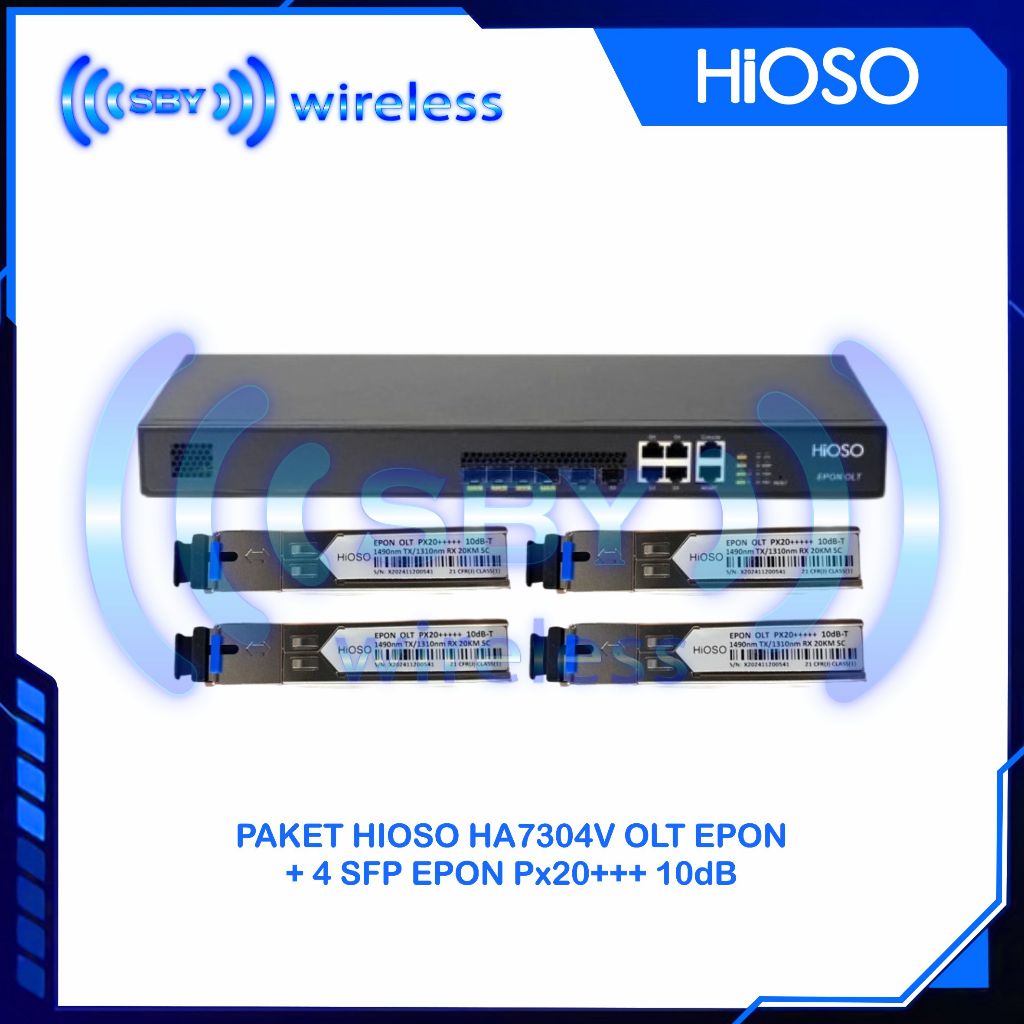PAKET HIOSO HA7304V OLT EPON + HIOSO SFP EPON OLT Px20+++ 10dB