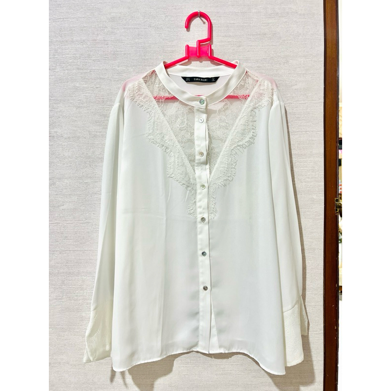 wts preloved blouse white putih zara basic original wanita