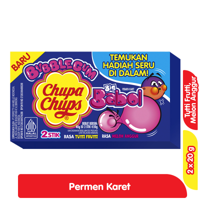 

Chupa Chups Big Babol Permen Karet Stick Tutti Frutti & Melon Anggur 2 x 20 g