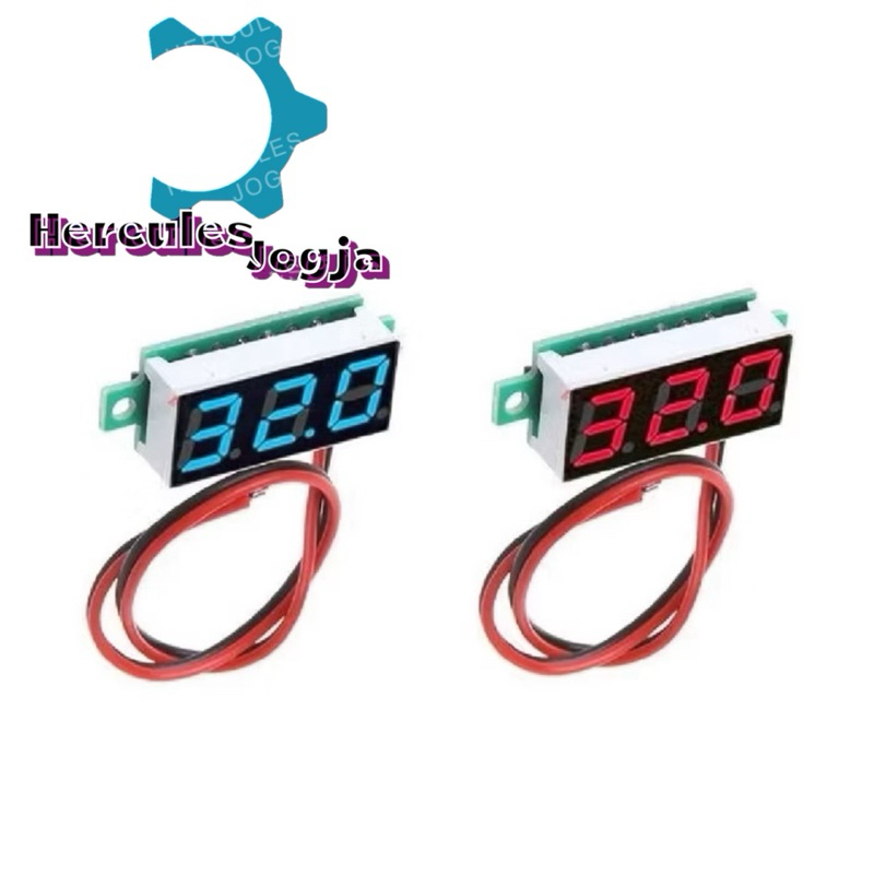 Voltmeter Merah Mini 0.28 inch 2 Kabel DC 2.5V-30V
