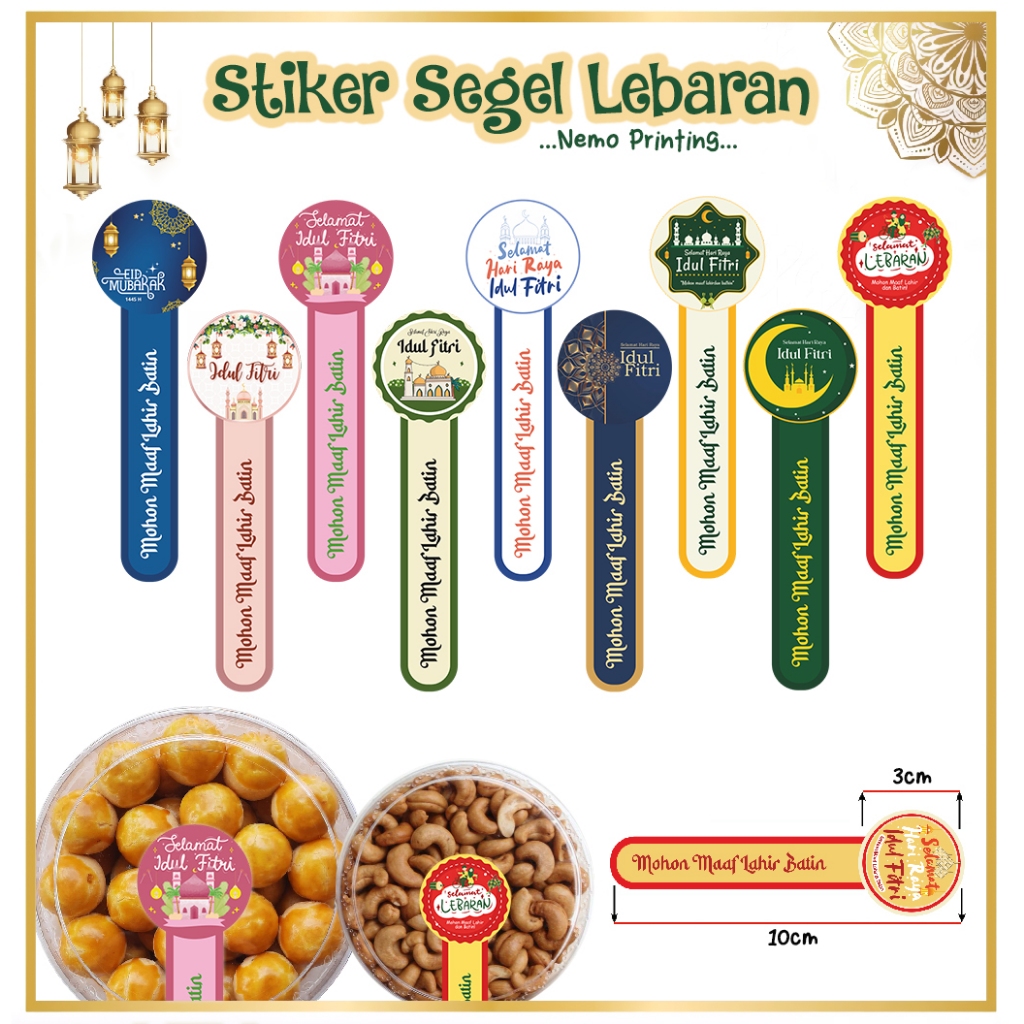 

Sticker Toples / Sticker Segel / Stiker Makanan / Sticker Hampers /Sticker Idul Fitri Lebaran kue ID