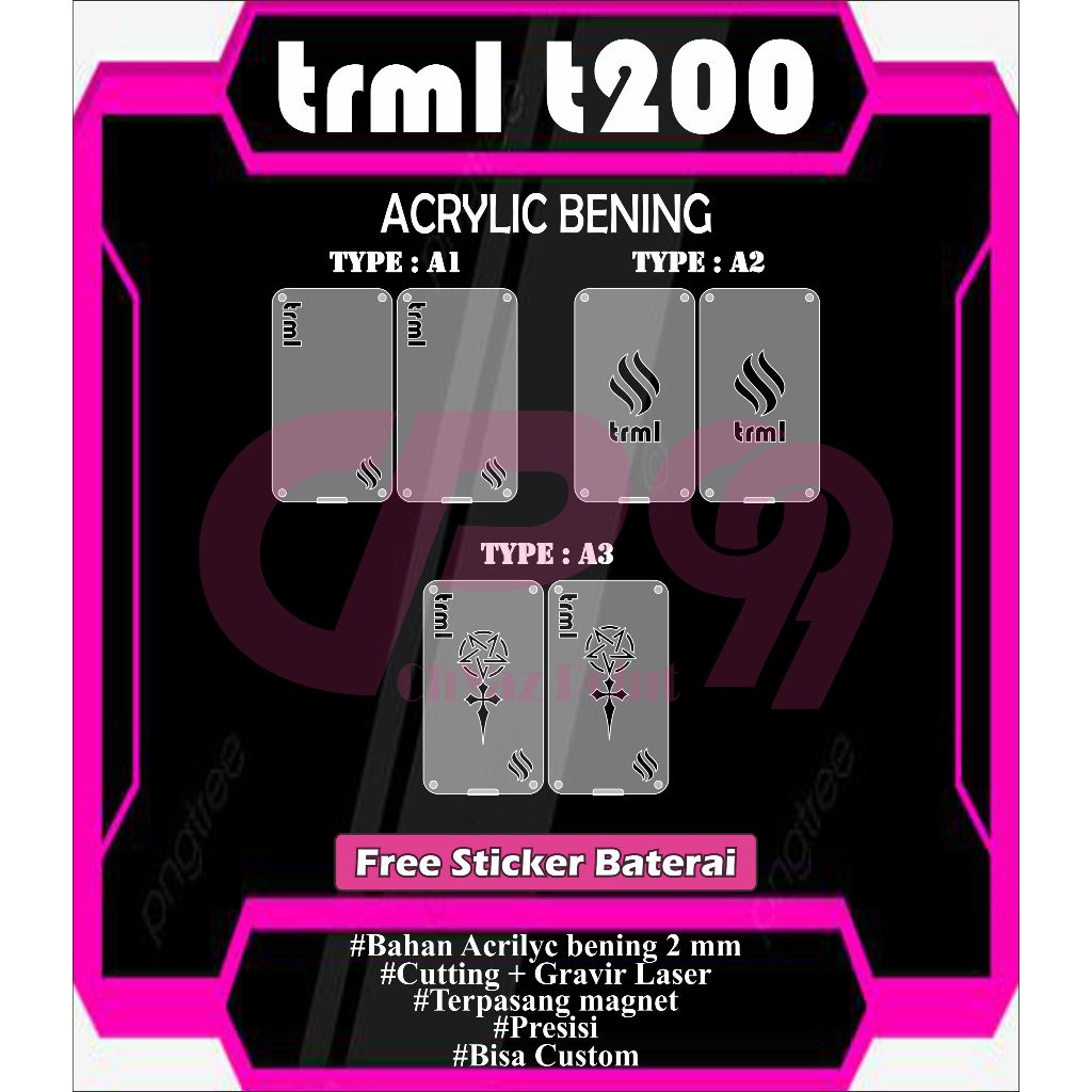 

SENI CUTTING LASER ACRYLIC 2MM seTRmL seT.200