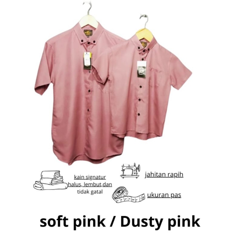 kemaja couple Anak dan Ayah unisex warna dusty pink