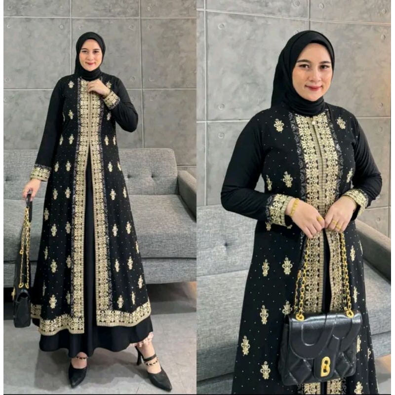 BAHAN PREMIUM / GAMIS ABAYA TURKI SULTAN BUNGA BUSUI JERSEY PREMIUM FULL CERUTY KELILING MEWAH