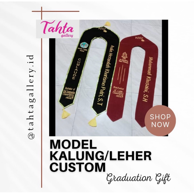 SELEMPANG LEHER WISUDA/SLEMPANG WISUDA MODEL KALUNG LEHER/ SLEMPANG WISUDA BLUDRU