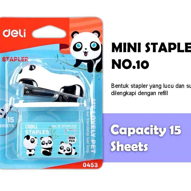 

1 SET STAPLES DAN ISI NYA KARAKTER LUCU PANDA - DELI STAPLER 0453
