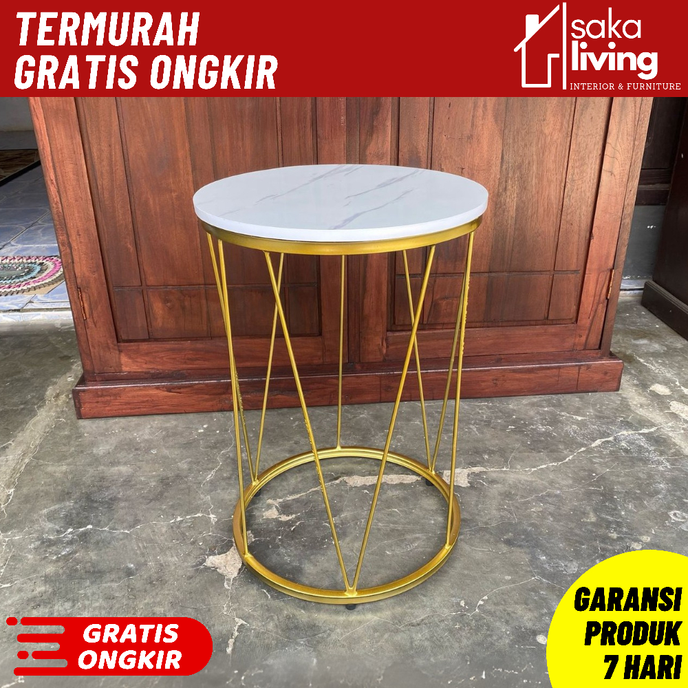 Meja Samping Meja Sudut Bulat Meja Pojok Ruang Tamu Meja Kayu Kaki Besi Meja Kamar Rak Bunga Meja Ne