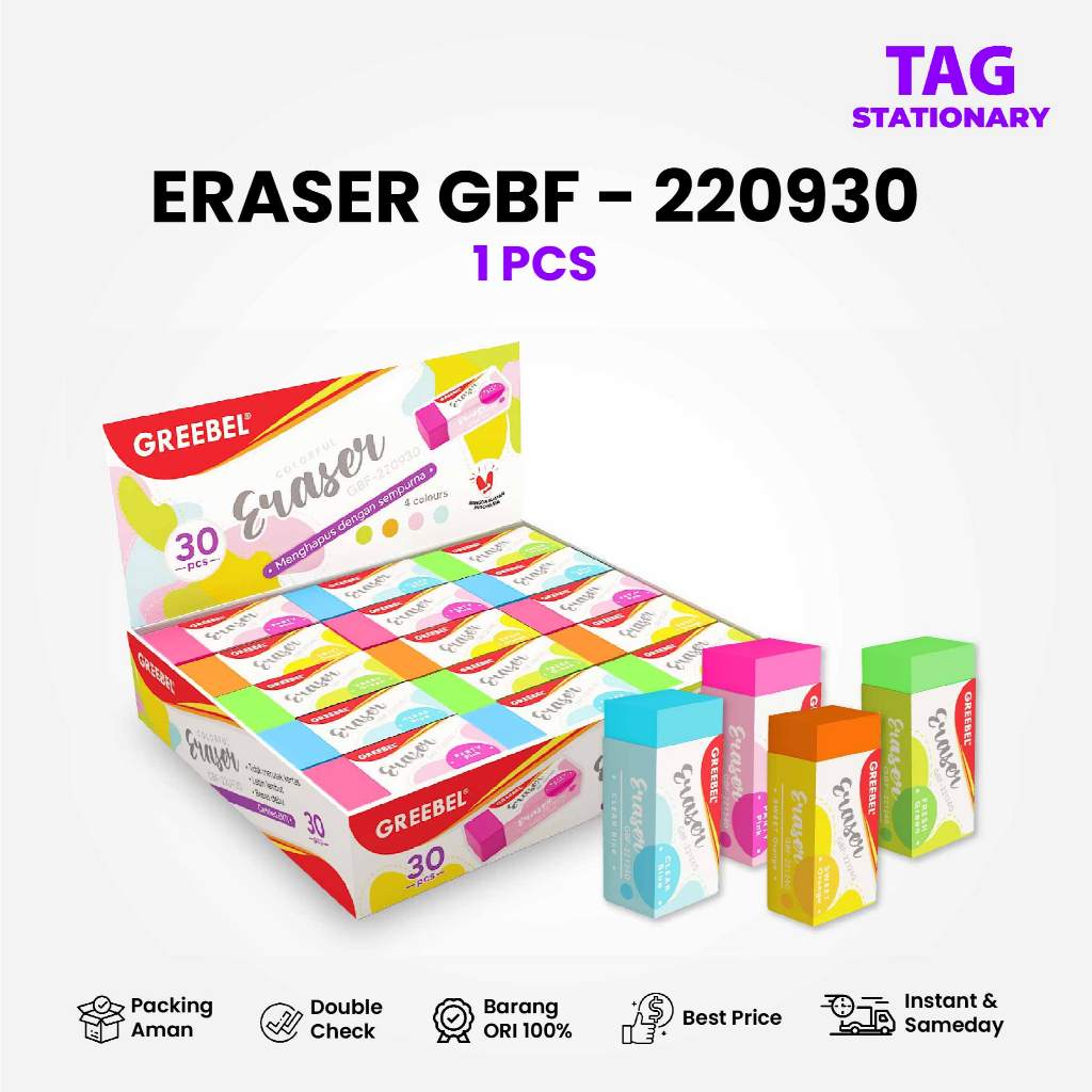 

GREEBEL Penghapus / ERASER GBF-220930 M 4 COLOR (PCS) / Stip Hapusan / Timur Agung Grosir