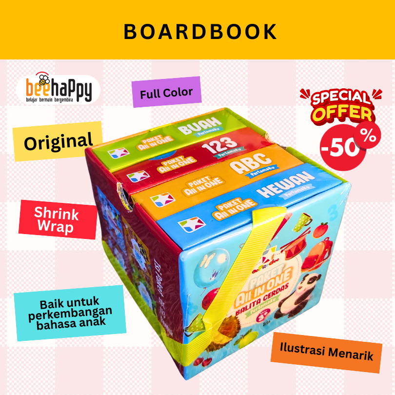 Boardbook Paket Balita Cerdas - Buah - 123 - Hewan - ABC