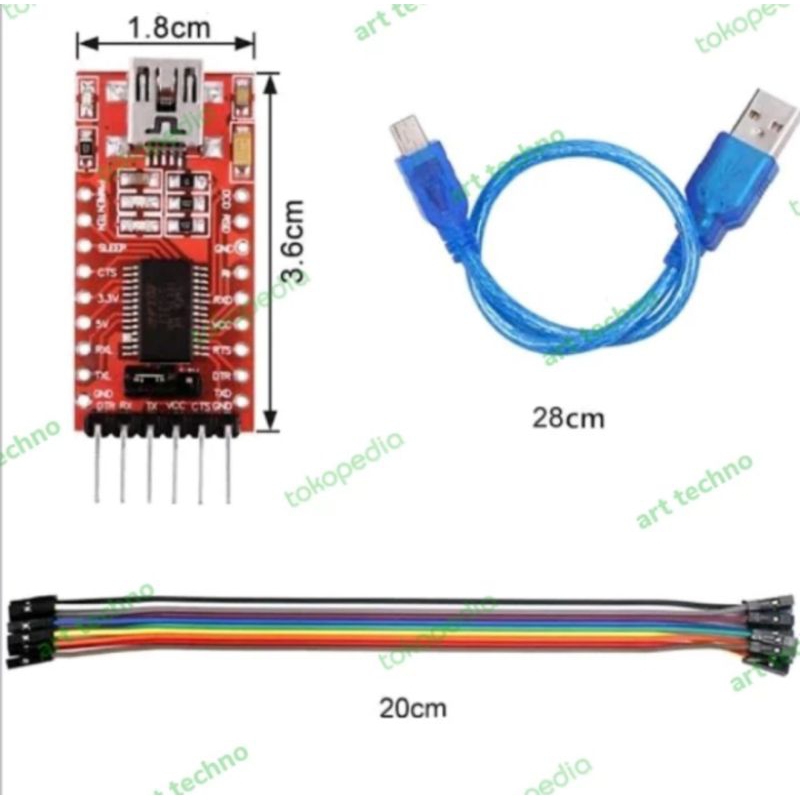 module FT232RL FTDI 232 RL + kabel mini USB + jumper female