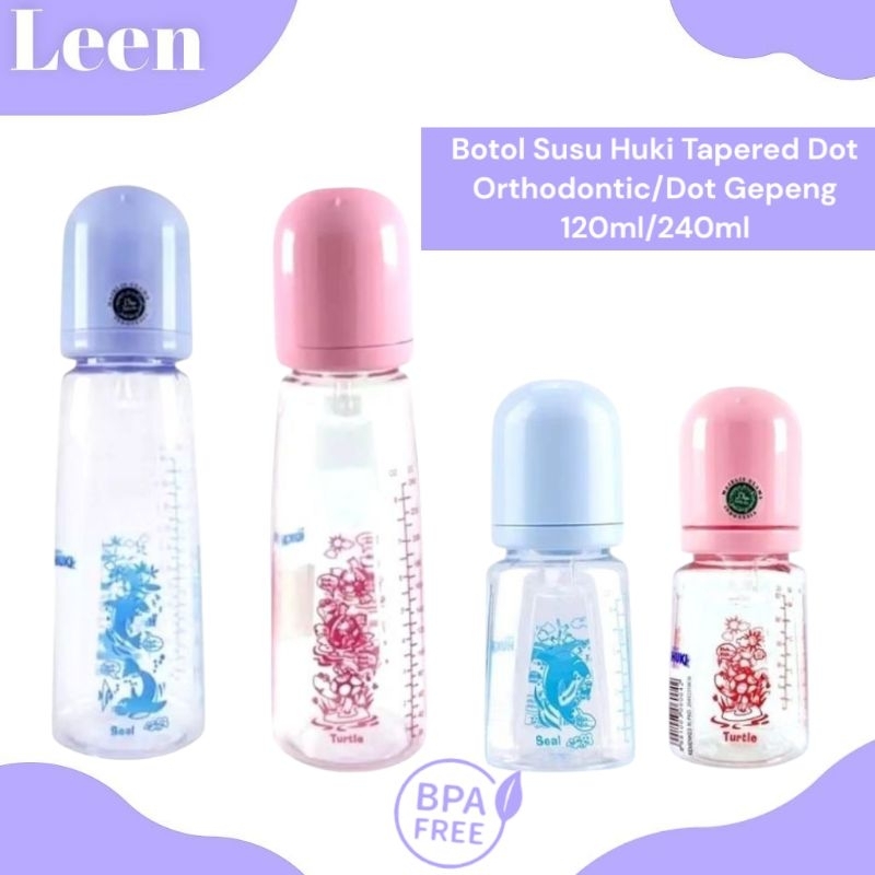 (LEEN)Botol Susu Huki Tapered Dot Orthodontic/Dot Gepeng 240ml/120ml