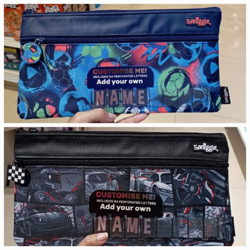 

pencil case smiggle limitless boys new original satuan baru asli motif bola biru mobil hitam kotak pensil tempat pensil anak sd customize name nama