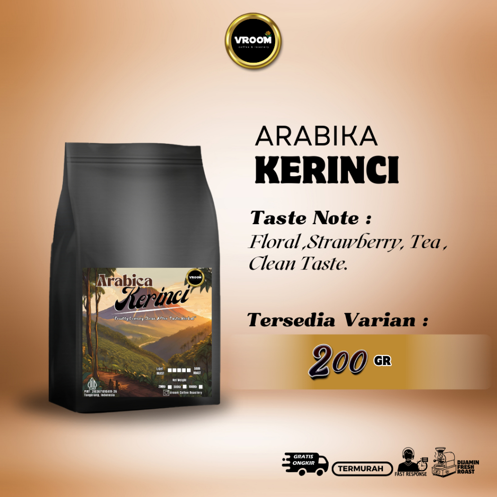 

Coffee Arabica Kerinci Roasted Bean Arabika Kopi Biji Matang Bubuk 200gram