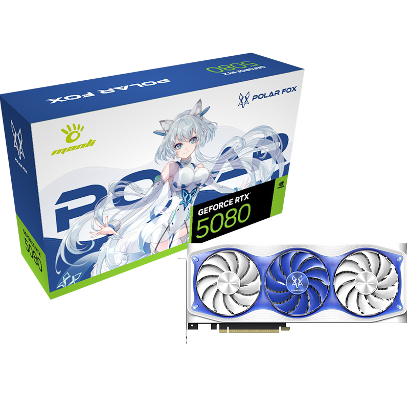 VGA Card Nvidia Geforce | Manli Polar Fox PolarFox RTX 5080 RTX5080 OC 16GB GDDR7 DDR7 | 256 bit | 3