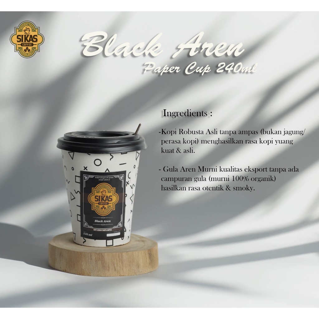 

Sikas Coffee Black Aren Paper Cup 240ml Kopi Instan tinggal seduh