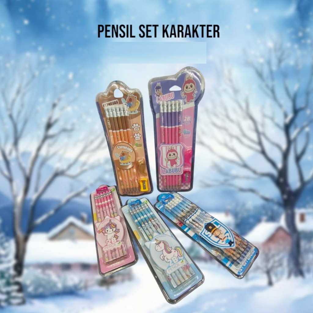 

pensil 2b fancy +serutan set karakter/serutan/12pcs