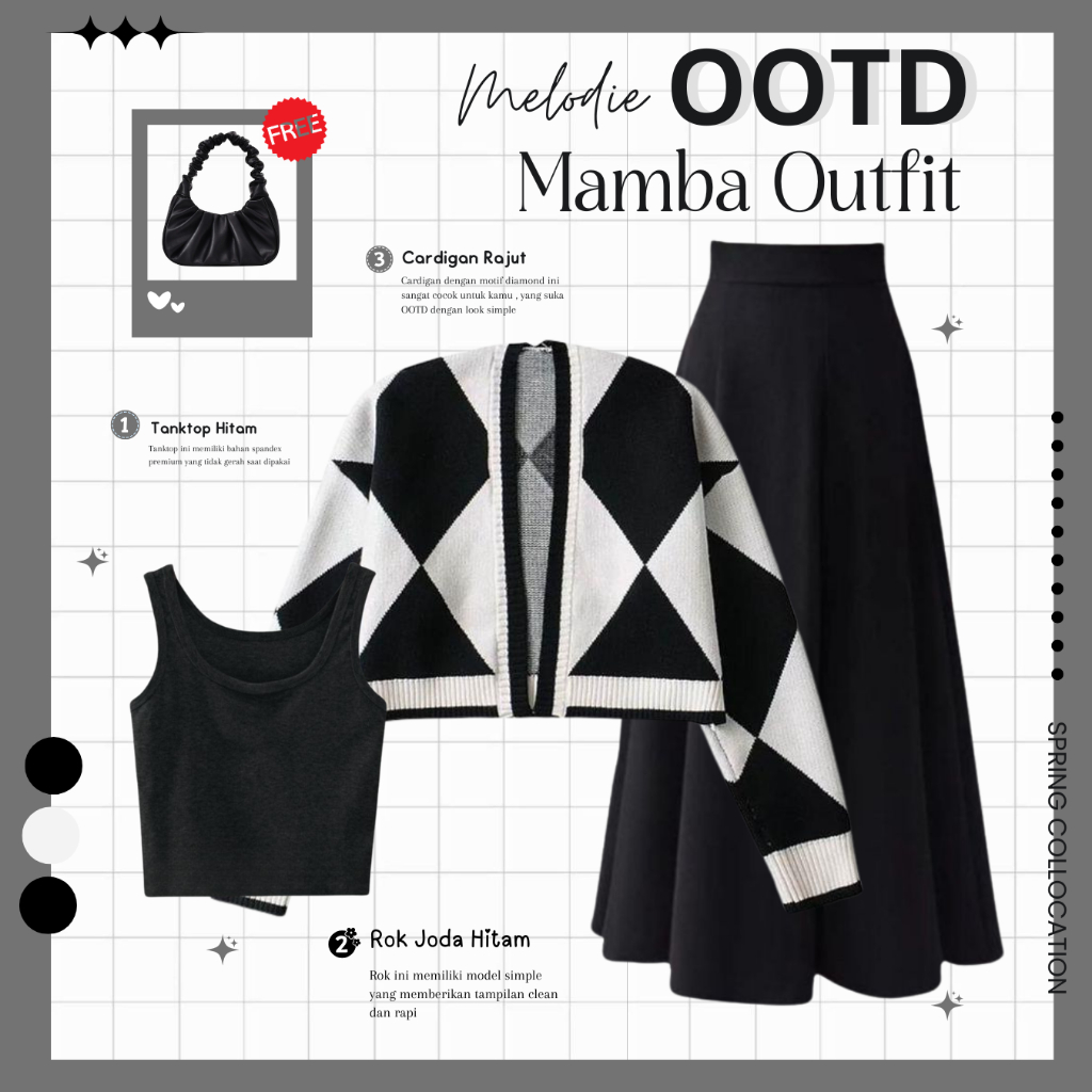 Baju Setelan Wanita Kekinian | Tanktop, Cardigan Rajut, Rok Polos | Outfit Pantai Wanita Hijab -MO18