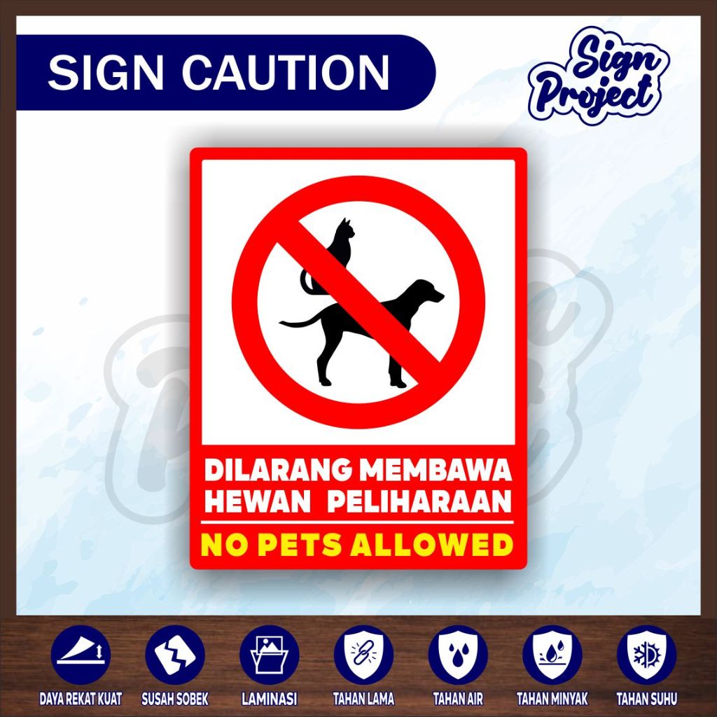 

Label Sticker Dilarang Membawa Hewan Peliharaan Vinyl No Pets Allowed / No Pets Allowed